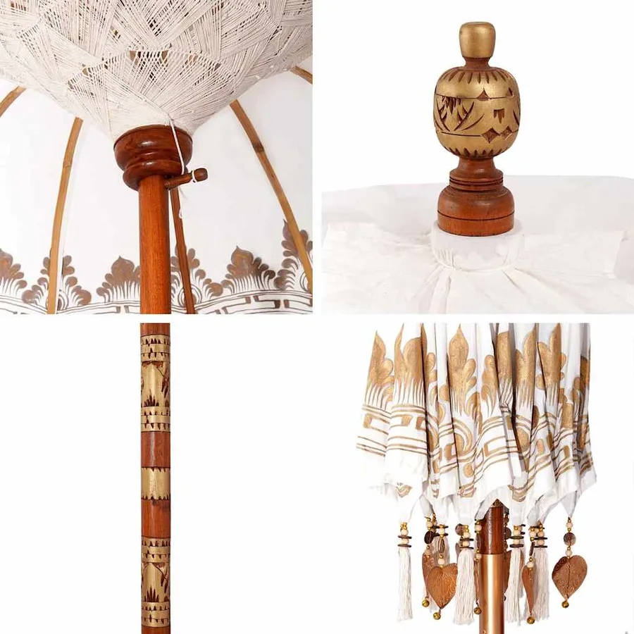 Parasol balinais Crème 185 x 185 x 260 cm - 7