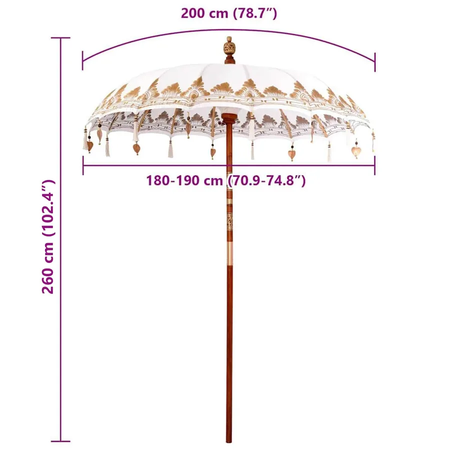 Parasol balinais Crème 185 x 185 x 260 cm - 8