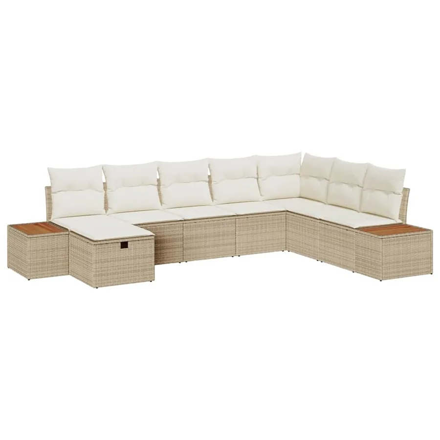 Ensemble de canapé de jardin avec coussin Beige polyrotin - 2