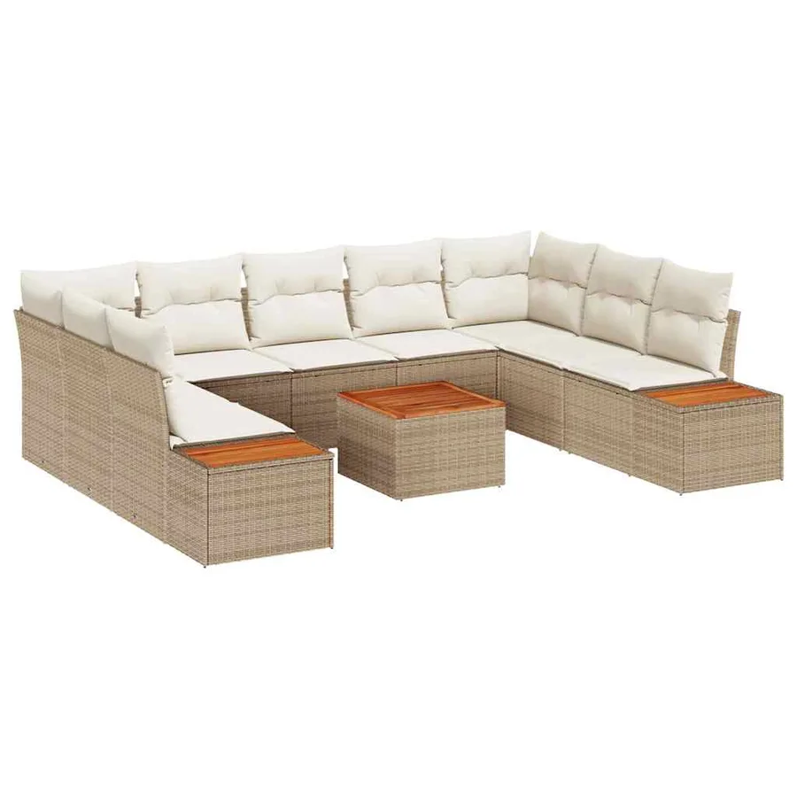 Ensemble de canapé de jardin 5 pcs Beige et crème Polyrotin - 2