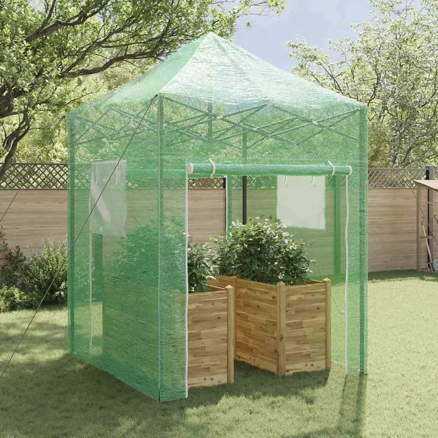 Serre avec cadre pop-up avec toit Vert 200 x 200 x 300 cm Fer - 3