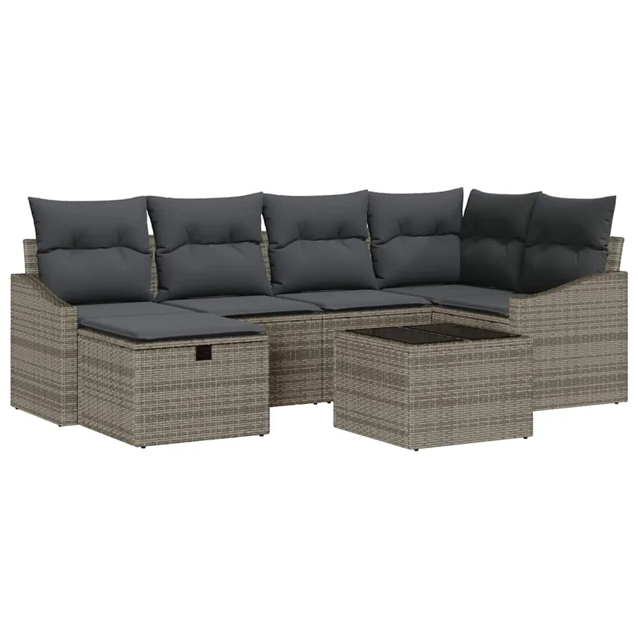 Ensemble de Canapés avec coussin avec stockage Gris polyrotin - 2