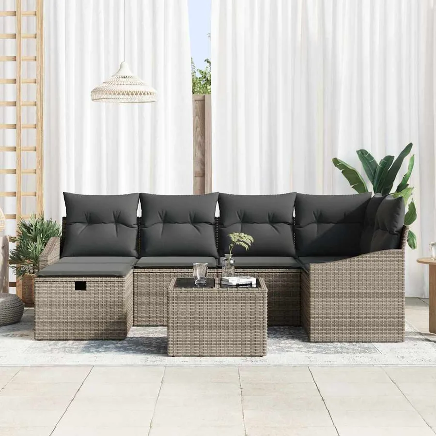 Ensemble de Canapés avec coussin avec stockage Gris polyrotin - 3