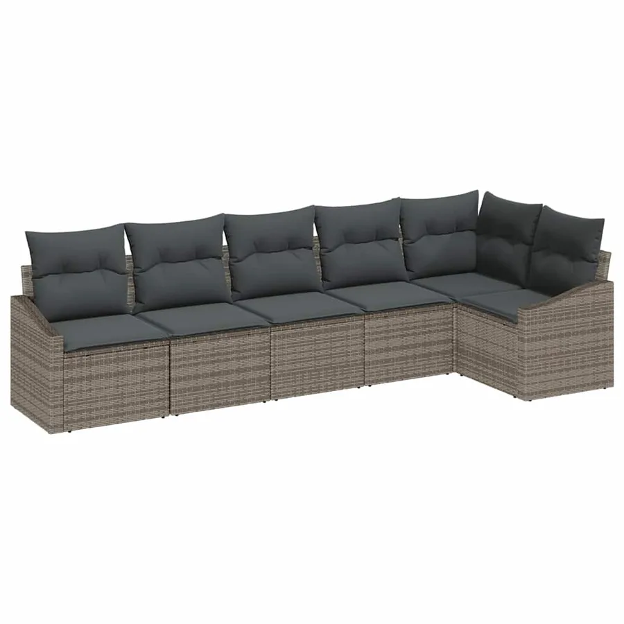 Ensemble de Canapés avec coussin 6 pcs Gris polyrotin - 2