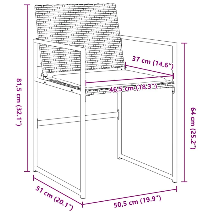 Ensemble de salle à manger pour jardin 5 pcs Noir et Crème - 8