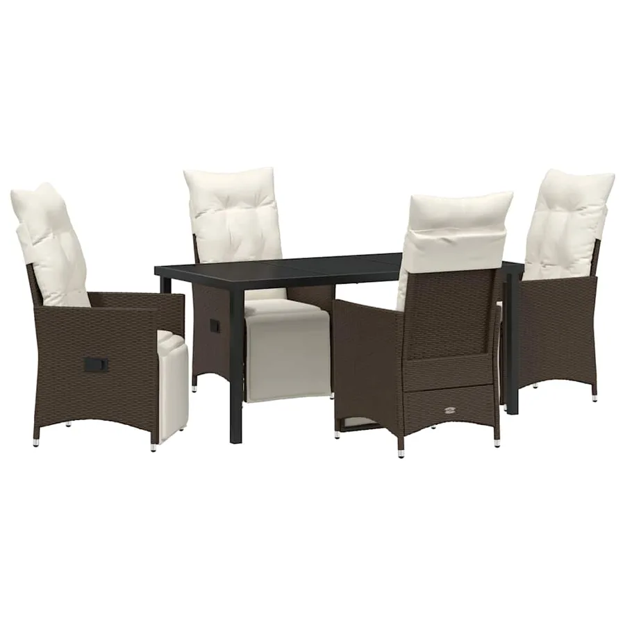 Ensemble de salle à manger pour jardin 5 pcs Marron polyrotin - 2