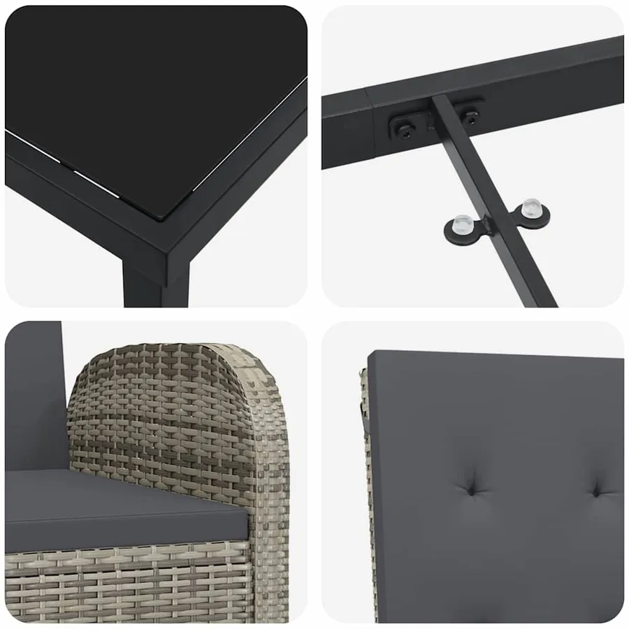 Ensemble de salle à manger pour jardin 7 pcs Gris polyrotin - 9