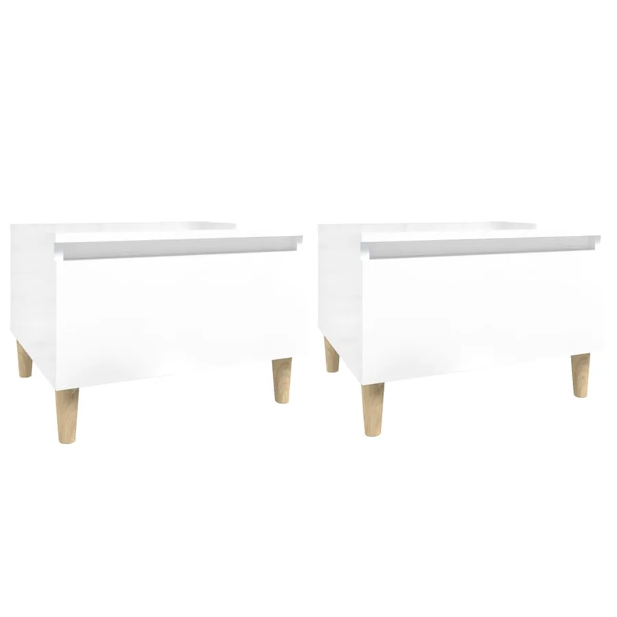Tables d'appoint 2pcs Blanc brillant 50x46x35cm Bois ingénierie - 2