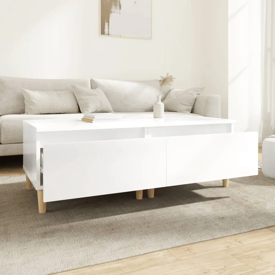 Tables d'appoint 2pcs Blanc brillant 50x46x35cm Bois ingénierie - 3
