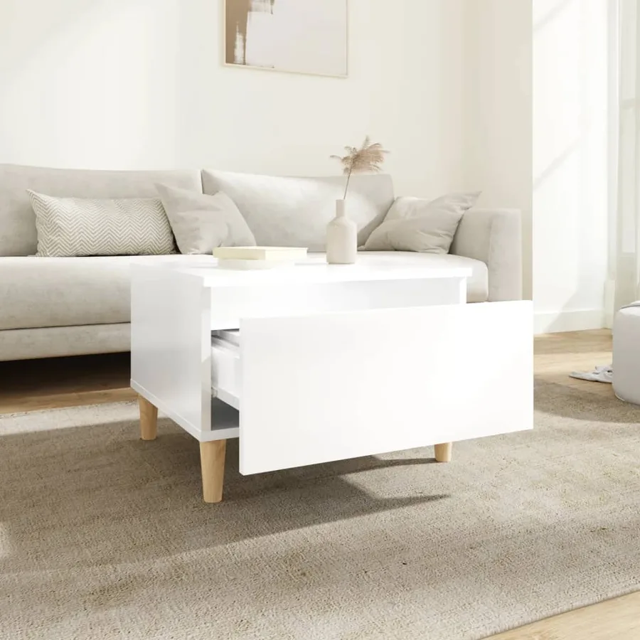 Tables d'appoint 2pcs Blanc brillant 50x46x35cm Bois ingénierie - 4