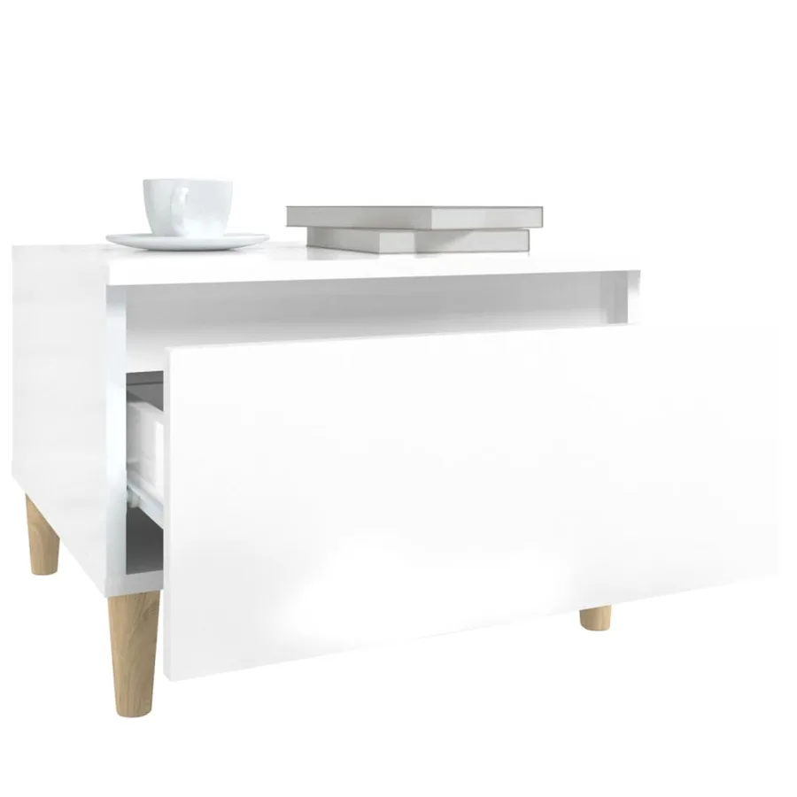 Tables d'appoint 2pcs Blanc brillant 50x46x35cm Bois ingénierie - 6