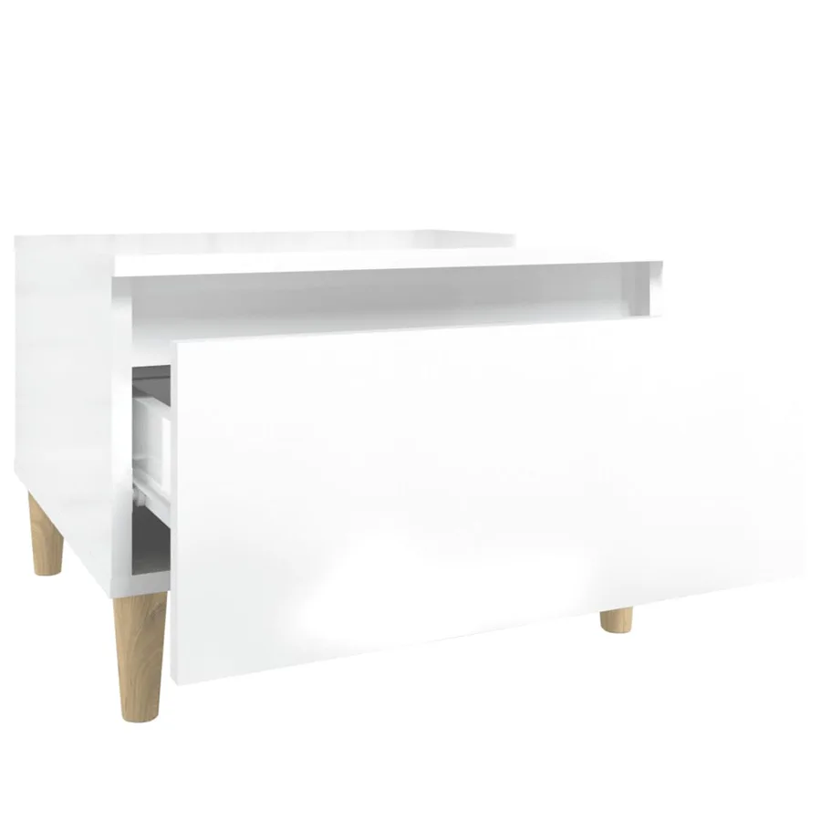 Tables d'appoint 2pcs Blanc brillant 50x46x35cm Bois ingénierie - 9