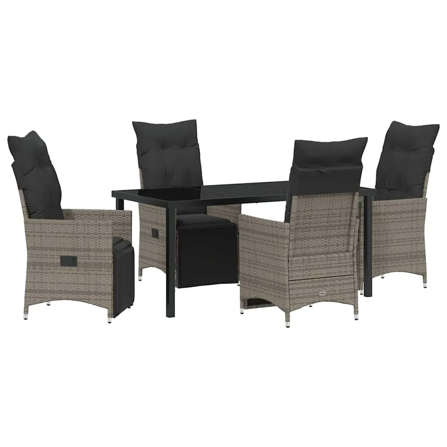 Ensemble de salle à manger pour jardin 5 pcs Gris polyrotin - 2