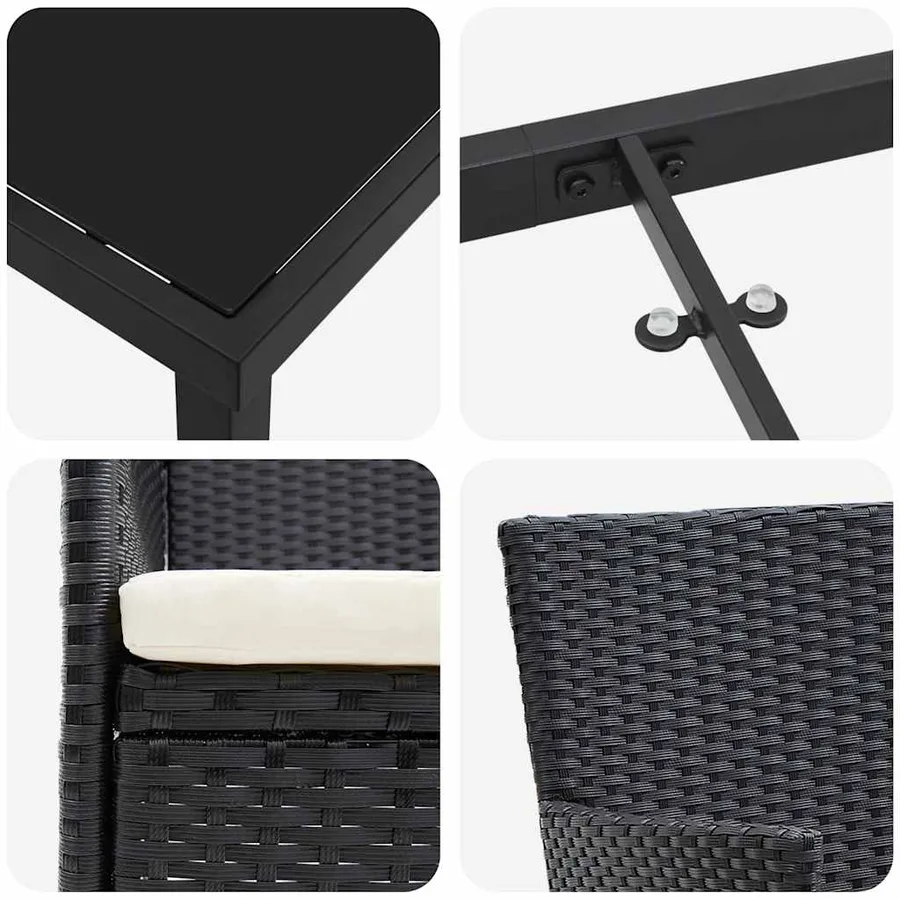 Ensemble de salle à manger pour jardin 7 pcs Noir polyrotin - 9