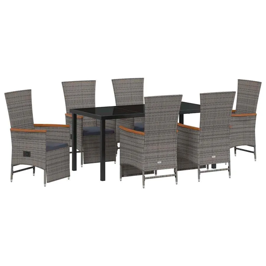 Ensemble de salle à manger pour jardin 7 pcs Gris polyrotin - 2