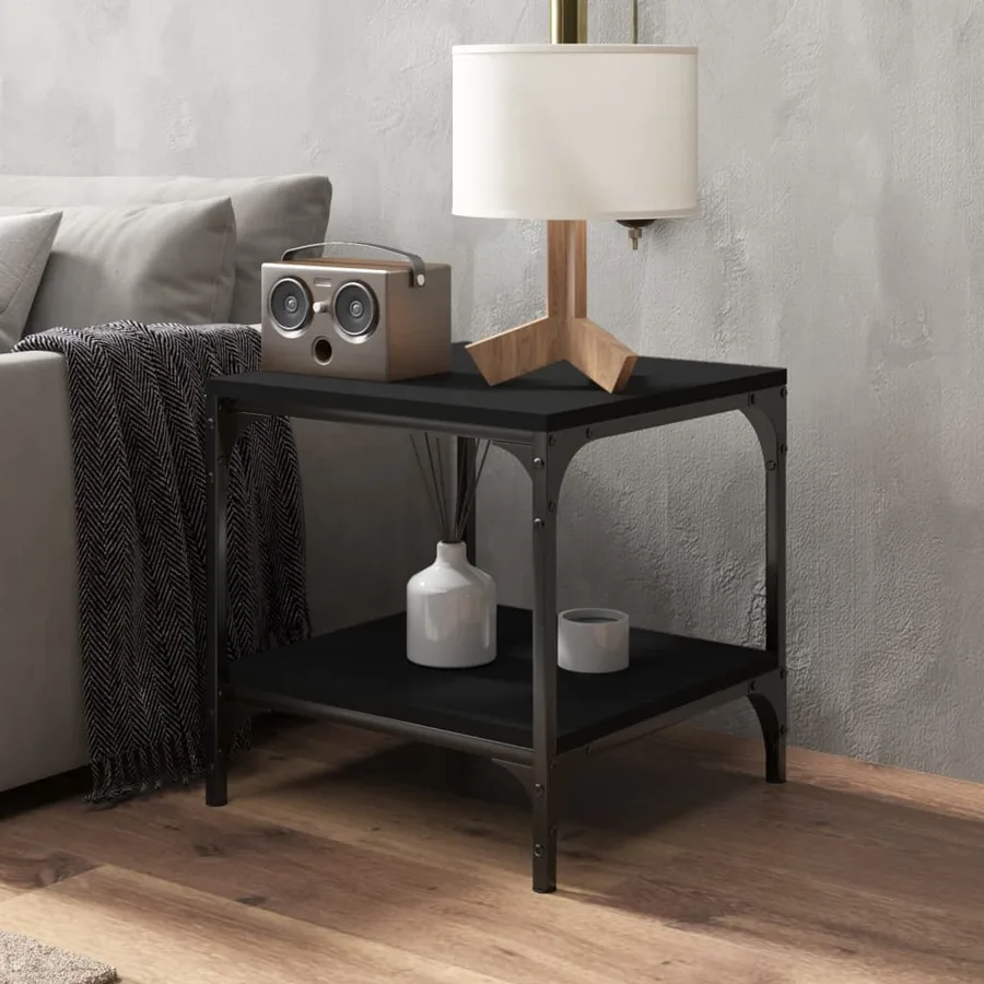 Tables d'appoint 2 pcs Noir 40x40x40 cm Bois d'ingénierie - 4