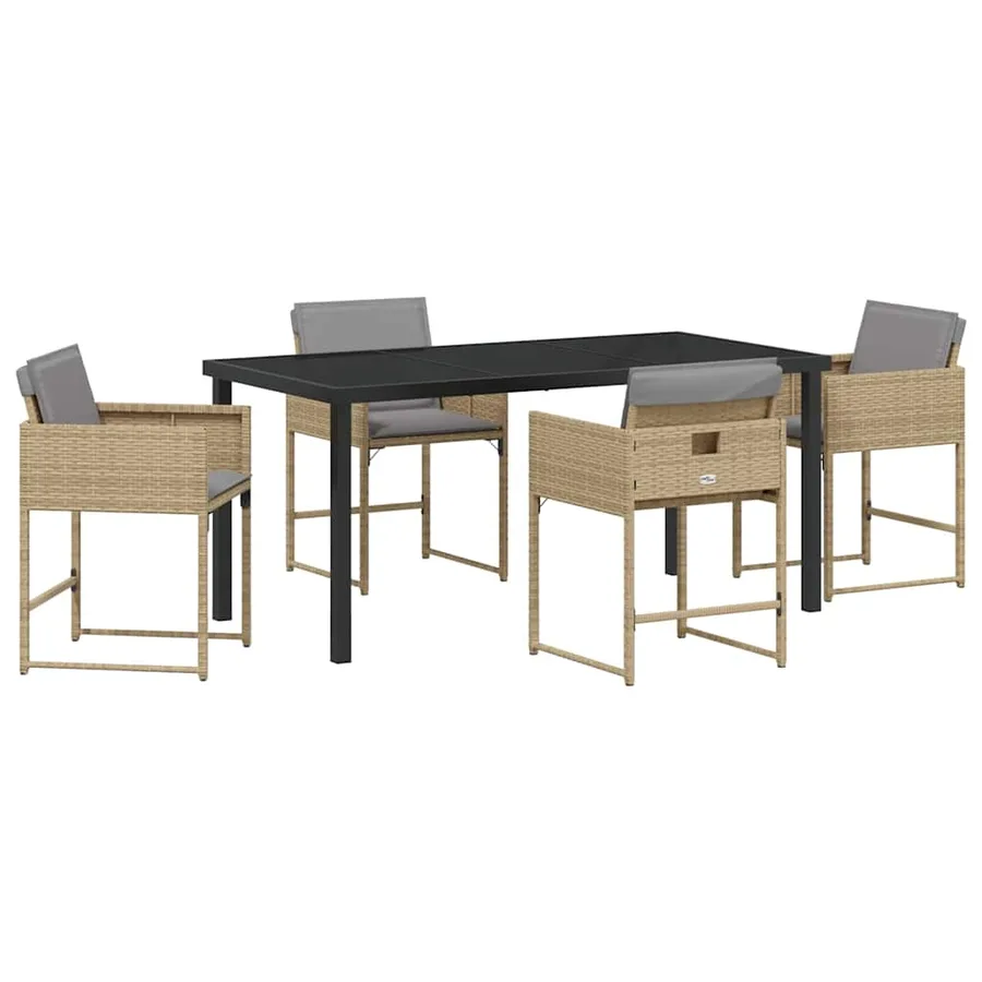 Ensemble de salle à manger pour jardin 5 pcs Beige polyrotin - 2