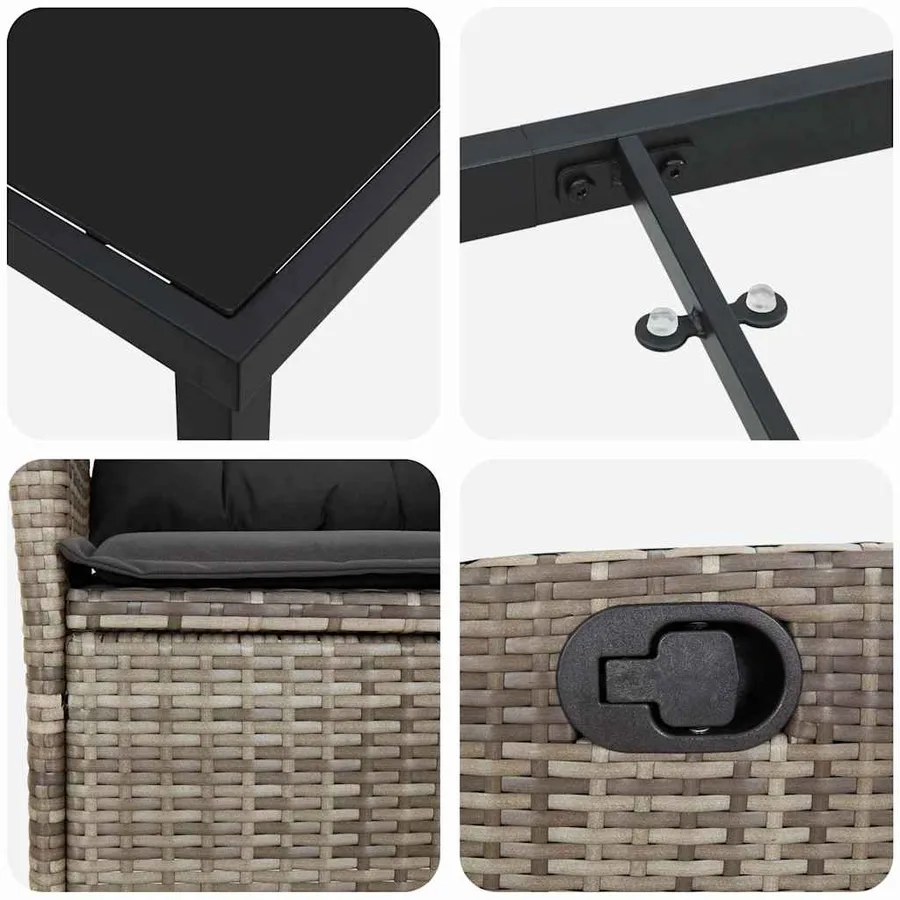 Ensemble de salle à manger pour jardin 7 pcs Gris polyrotin - 9