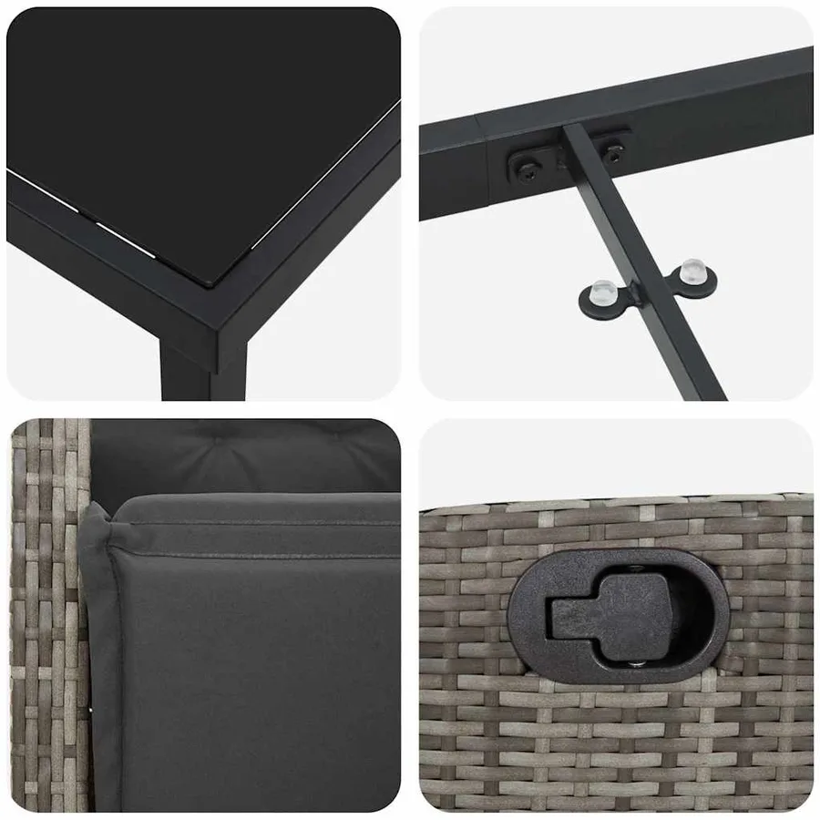 Ensemble de salle à manger pour jardin 7 pcs Gris polyrotin - 9