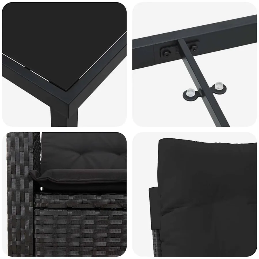 Ensemble de salle à manger pour jardin 7 pcs Noir polyrotin - 9