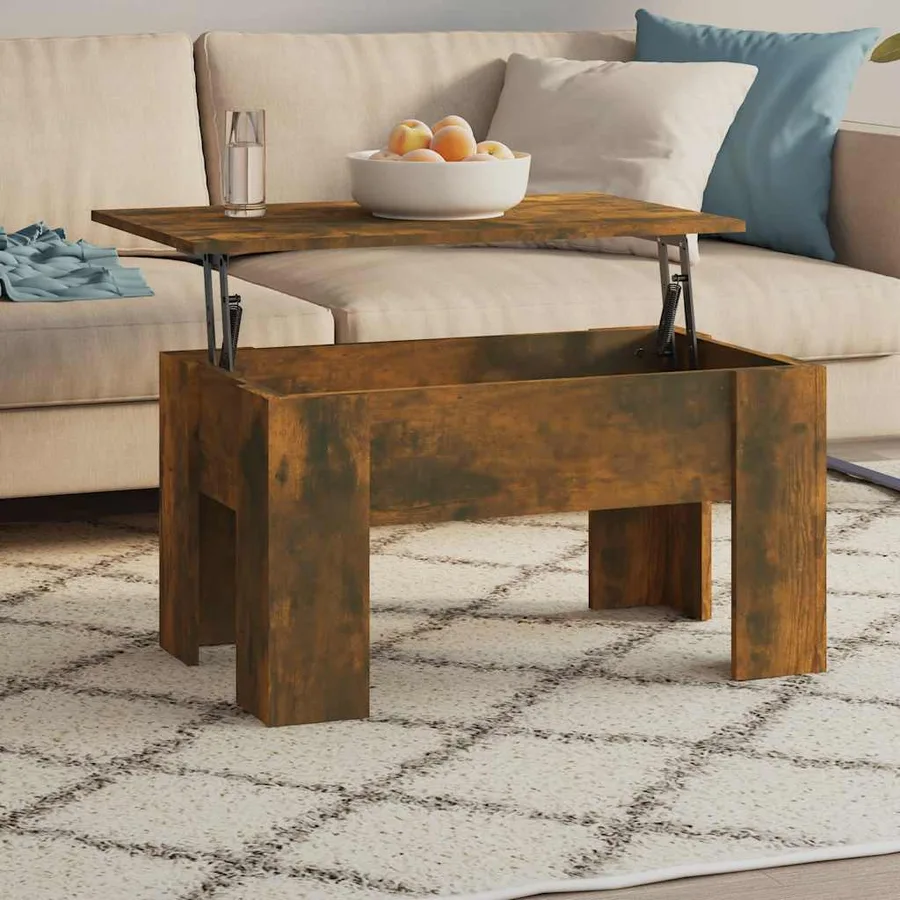 Table basse Chêne fumé 79x49x41 cm Bois d'ingénierie - 7