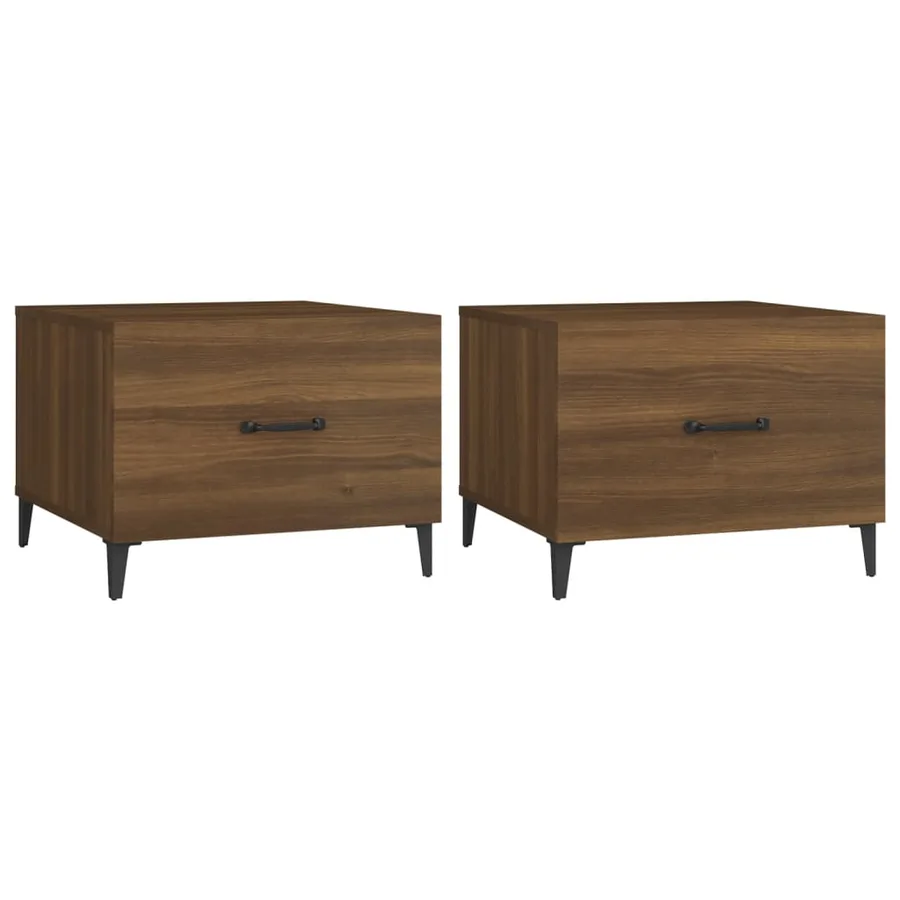 Tables basses avec pieds en métal 2 pcs Chêne marron 50x50x40cm - 2