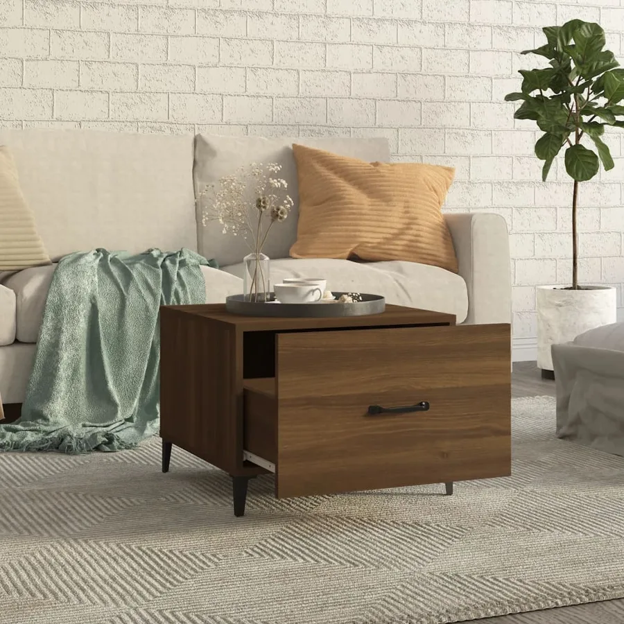 Tables basses avec pieds en métal 2 pcs Chêne marron 50x50x40cm - 3