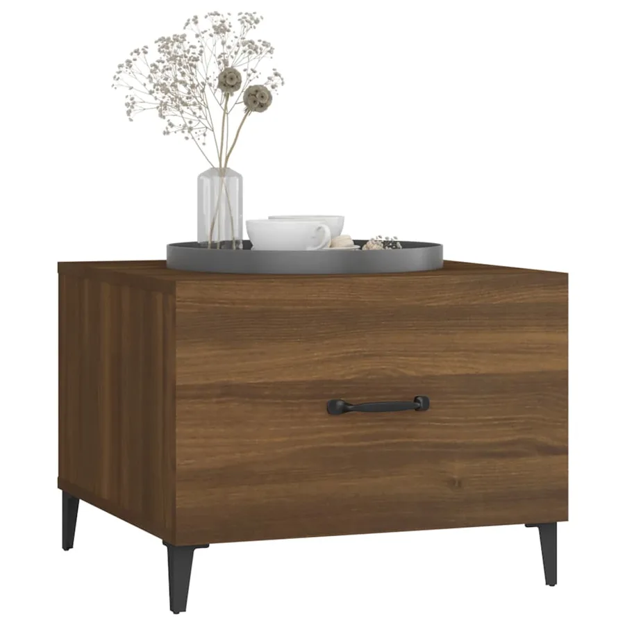Tables basses avec pieds en métal 2 pcs Chêne marron 50x50x40cm - 4
