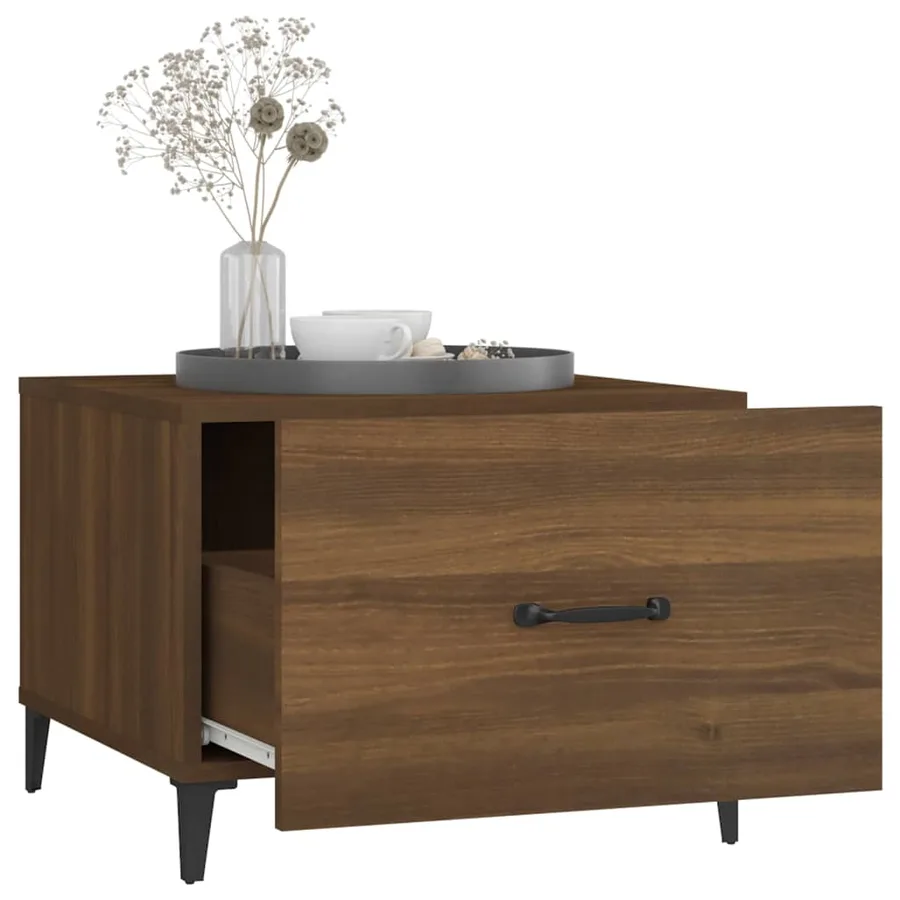 Tables basses avec pieds en métal 2 pcs Chêne marron 50x50x40cm - 5