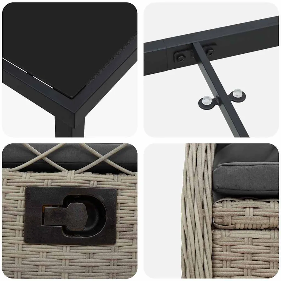 Ensemble de salle à manger pour jardin 7 pcs Gris clair - 9