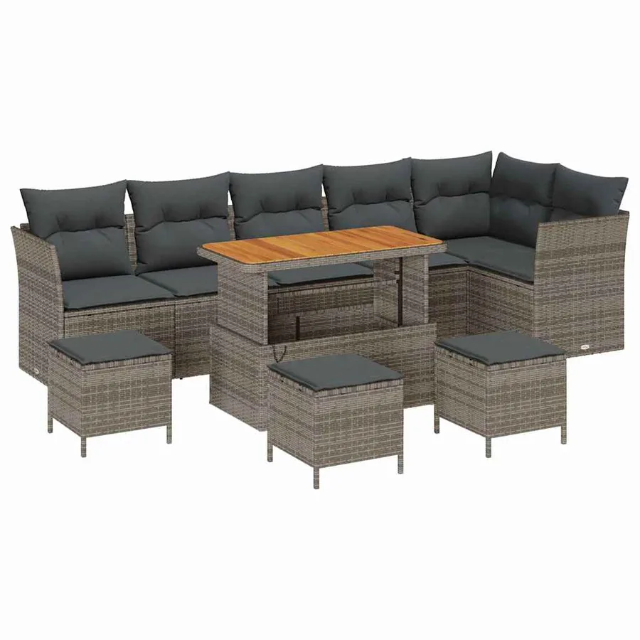 Ensemble de canapé de jardin avec coussin 10 pcs Gris - 2