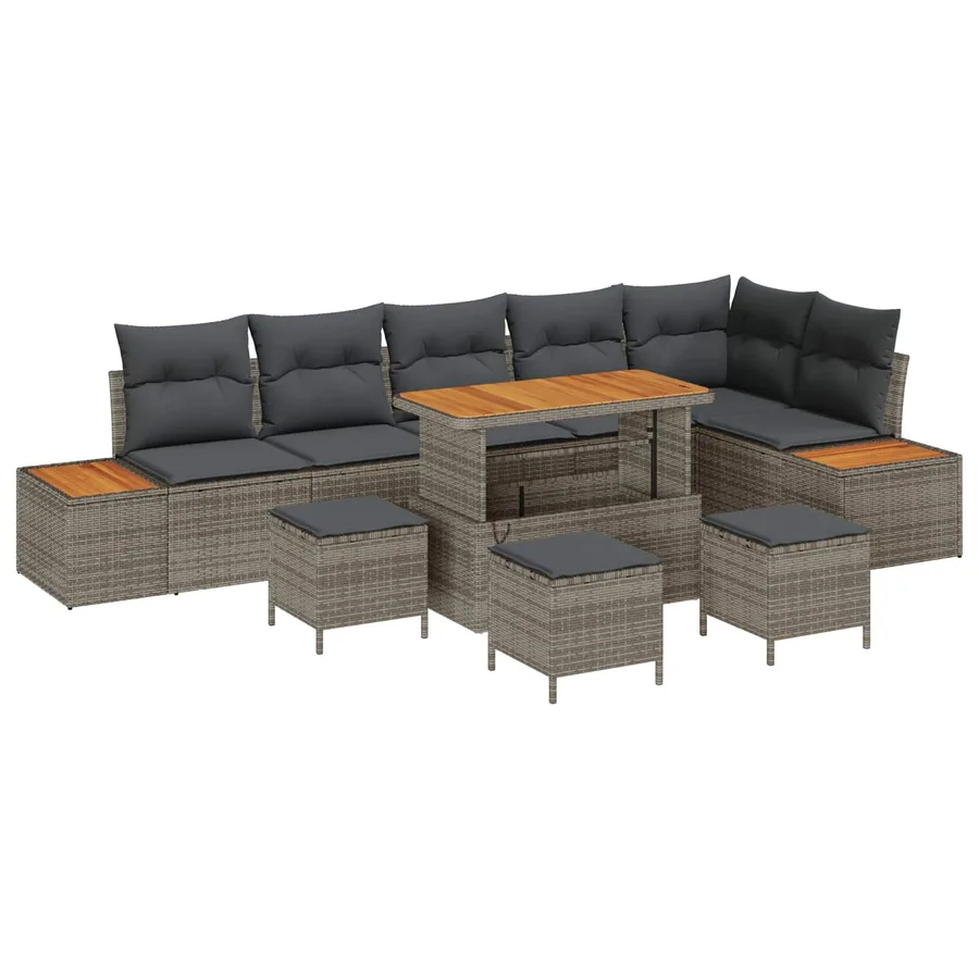 Ensemble de canapé de jardin avec coussin 10 pcs Gris - 2
