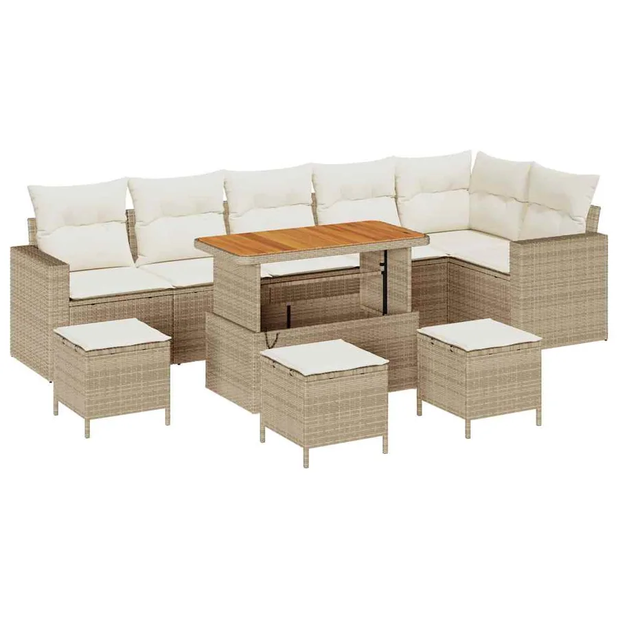 Ensemble de canapé de jardin 12 pcs Beige et crème polyrotin - 2