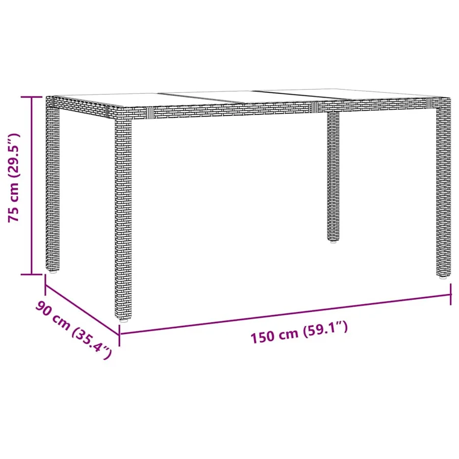 Ensemble de salle à manger pour jardin 5 pcs Beige polyrotin - 11