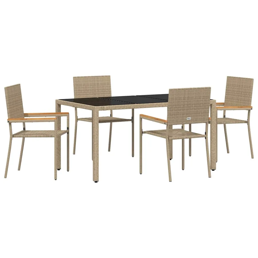 Ensemble de salle à manger pour jardin 5 pcs Beige polyrotin - 2