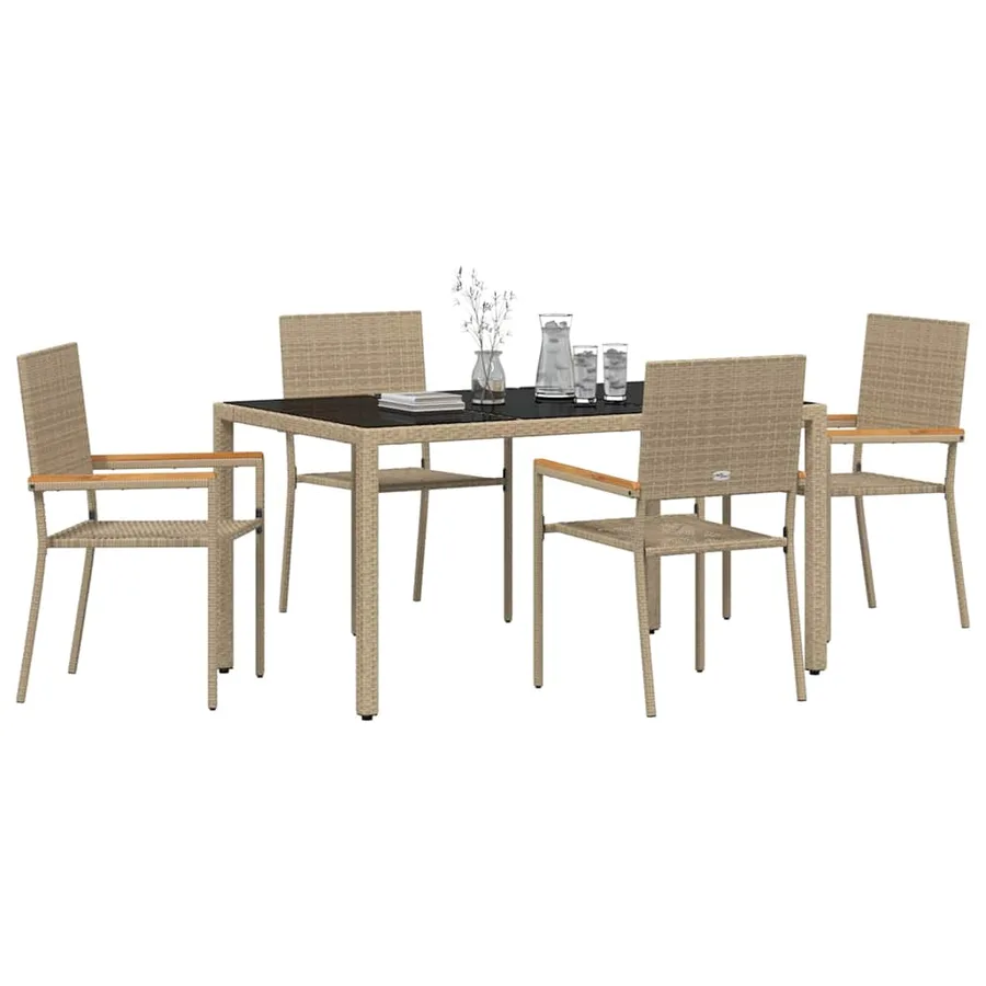 Ensemble de salle à manger pour jardin 5 pcs Beige polyrotin - 3