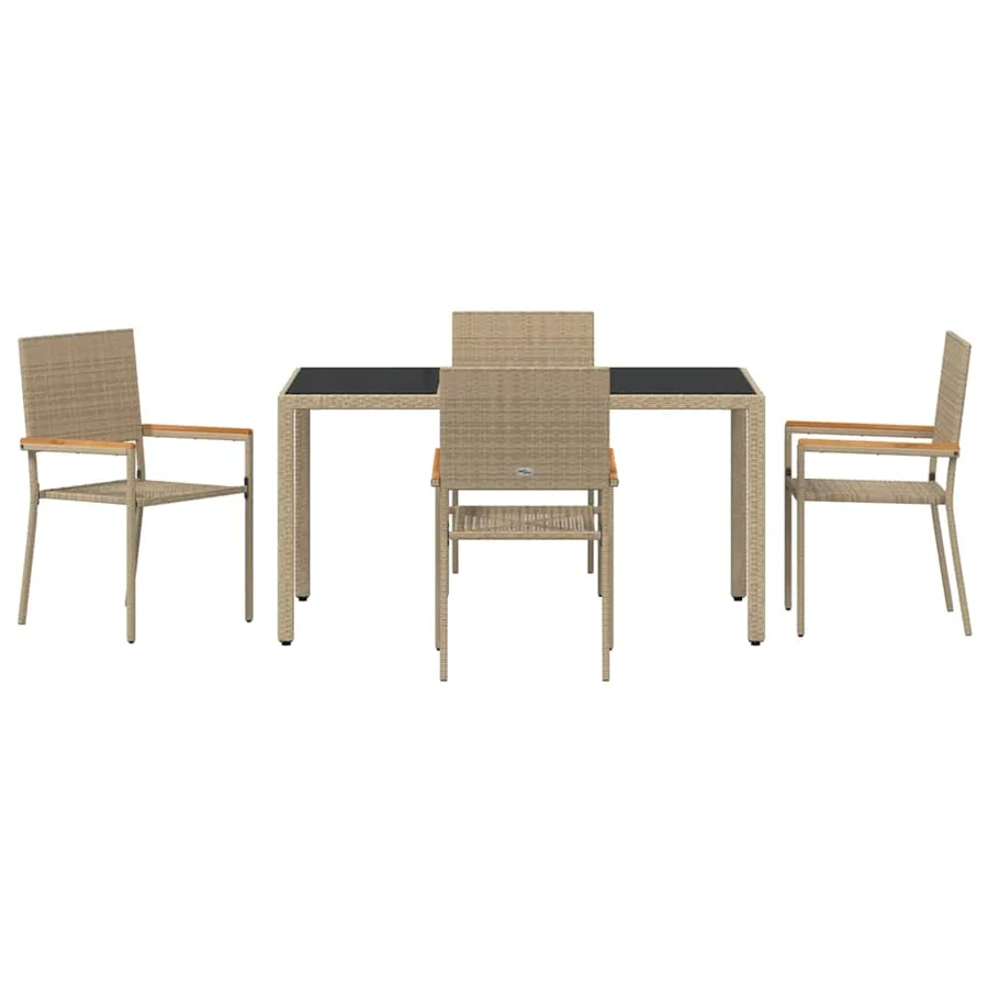 Ensemble de salle à manger pour jardin 5 pcs Beige polyrotin - 7