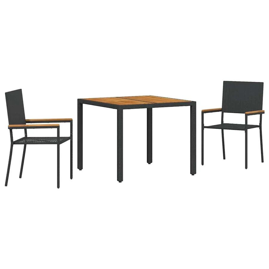 Ensemble de salle à manger pour jardin 3 pcs Noir polyrotin - 2