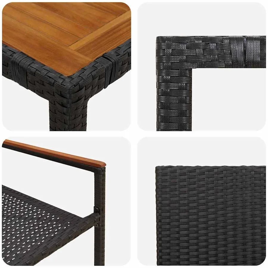 Ensemble de salle à manger pour jardin 3 pcs Noir polyrotin - 9