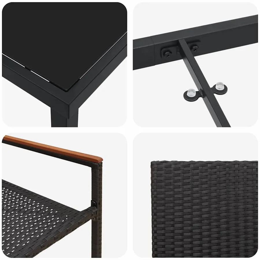 Ensemble de salle à manger pour jardin 7 pcs Noir polyrotin - 9