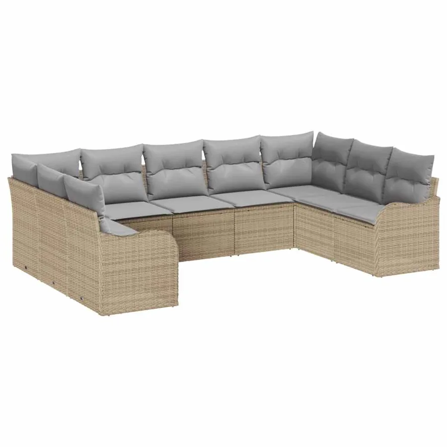 Ensemble de canapé de jardin 9 pcs beige et gris clair - 2