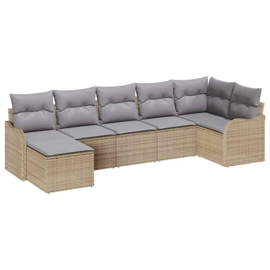 Ensemble de canapé de jardin 7 pcs beige et gris clair - 2