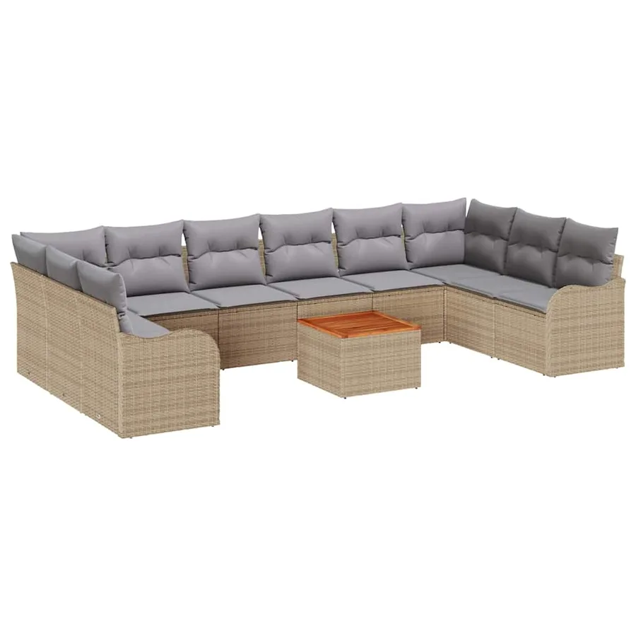 Ensemble de canapé de jardin 11 pcs Beige et Gris clair - 2