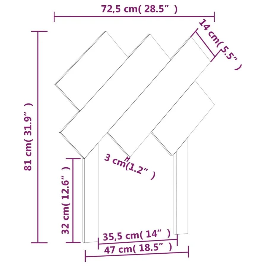 Tête de lit Marron miel 72,5x3x81 cm Bois massif de pin - 6