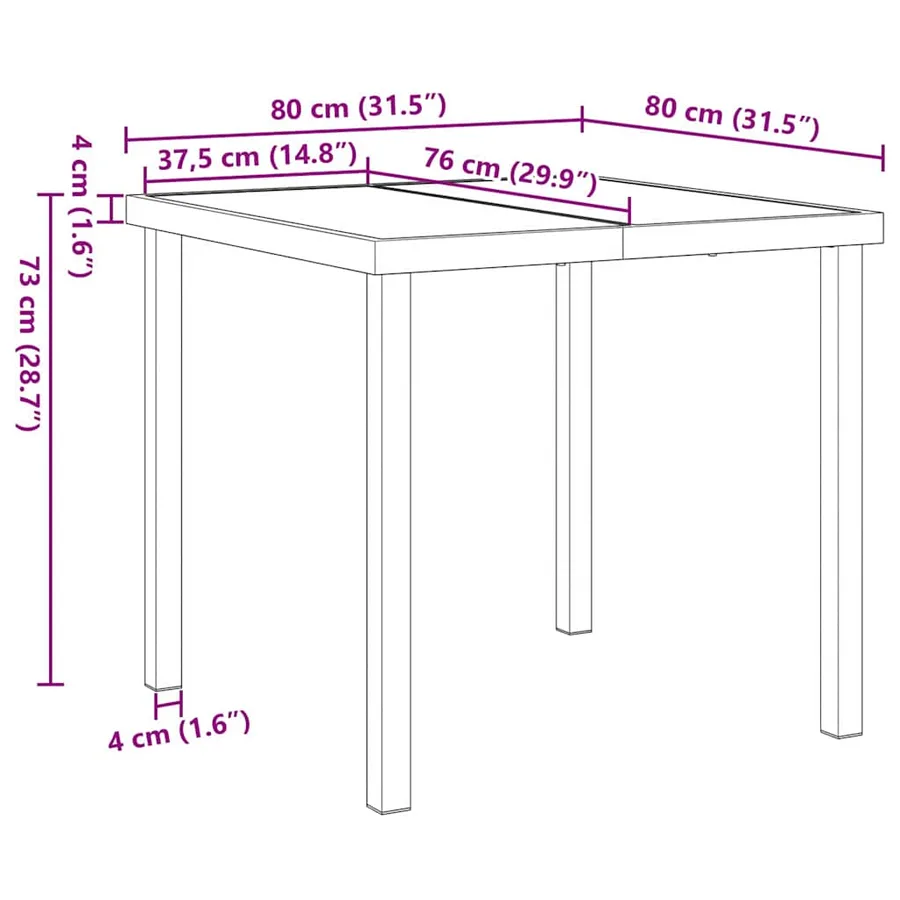 Table de Jardin Noir 80 x 80 x 73 cm Métal - 8