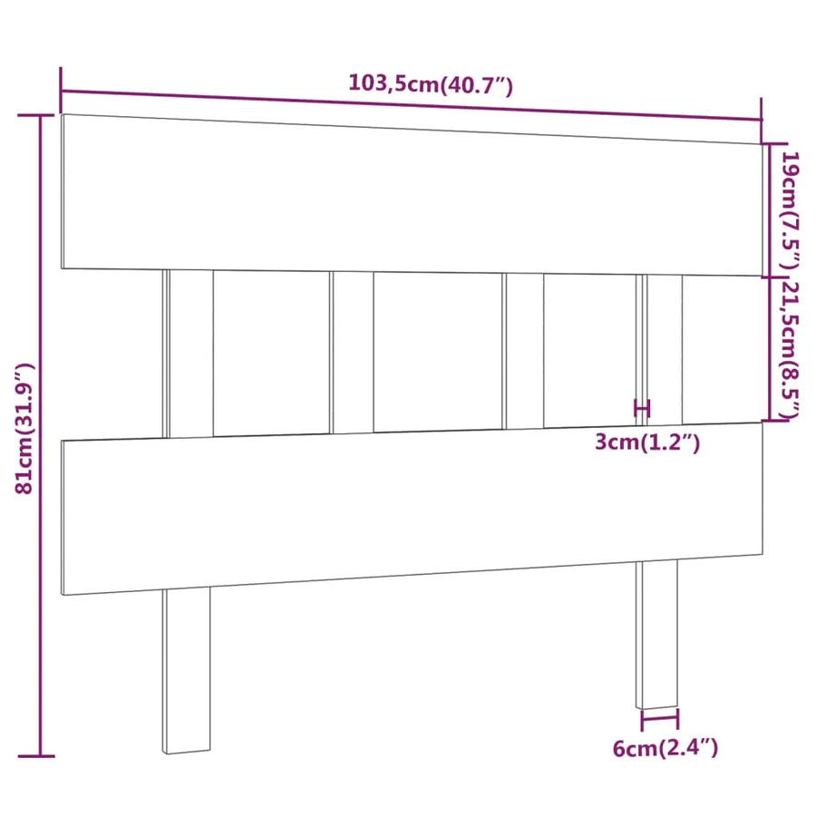 Tête de lit Gris 103,5x3x81 cm Bois massif de pin - 6