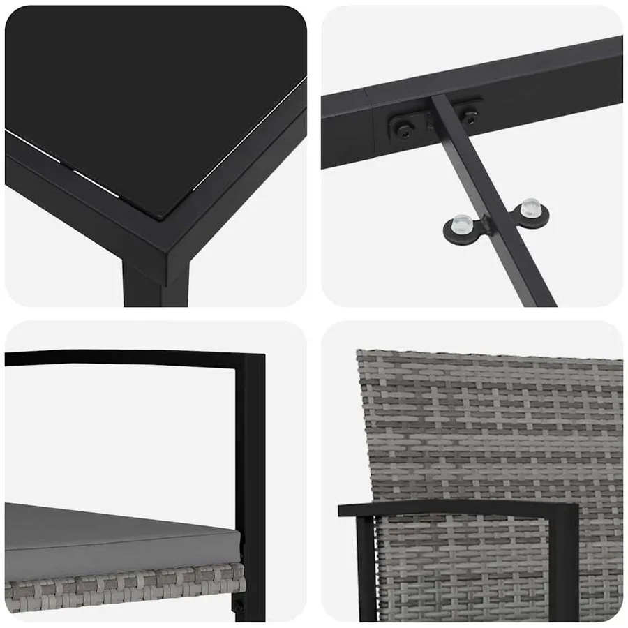 Ensemble de salle à manger pour jardin 5 pcs Gris - 9