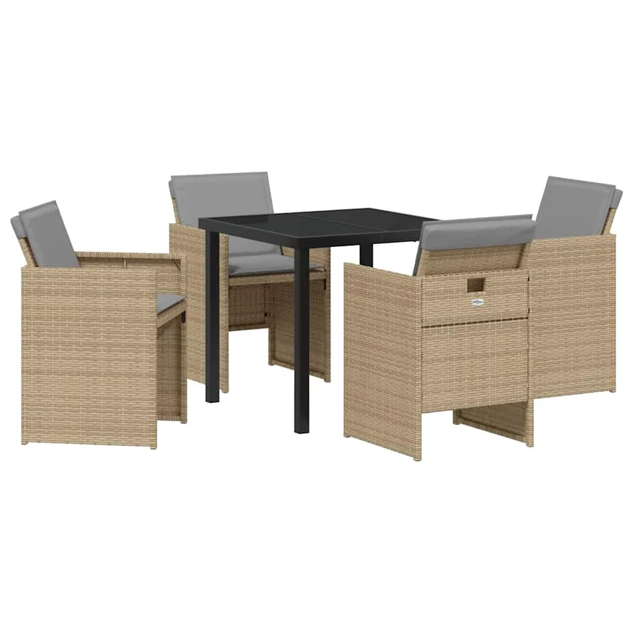 Ensemble de salle à manger pour jardin 5 pcs Beige polyrotin - 2
