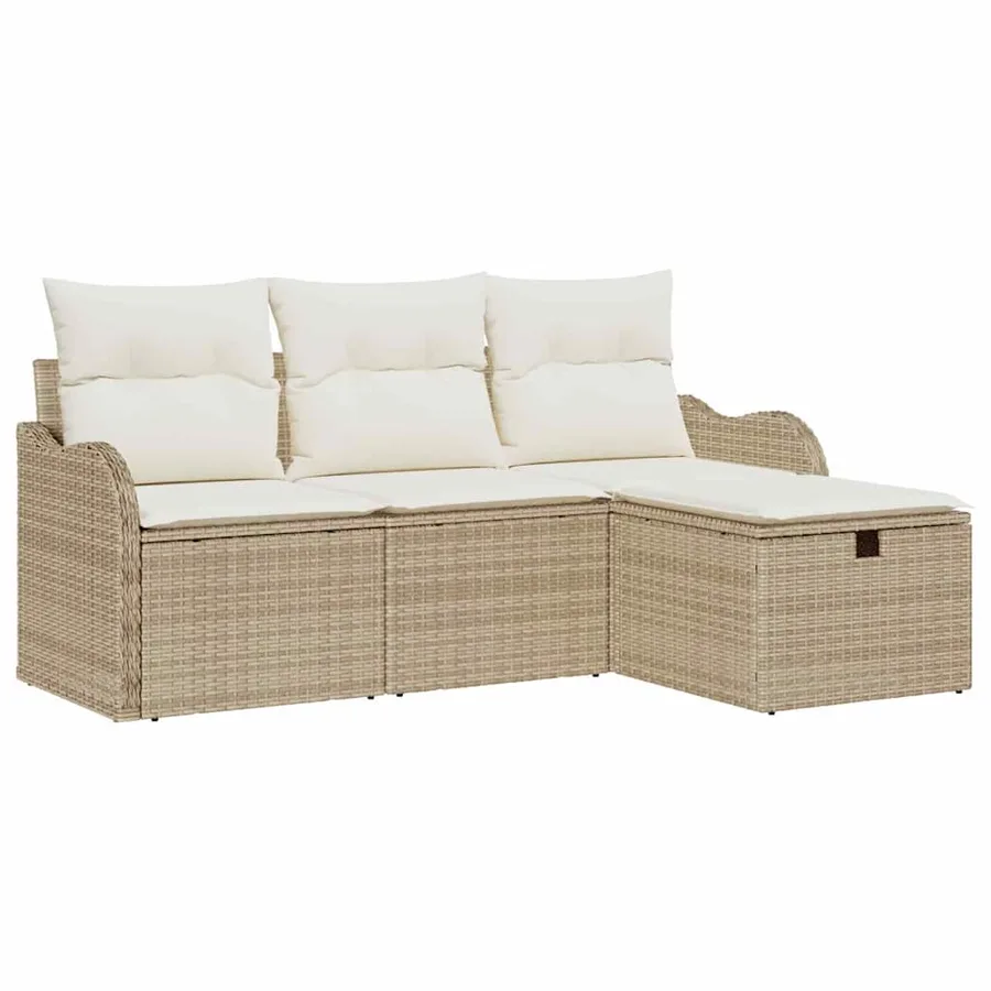 Ensemble de canapé de jardin avec coussin 4 pcs Poly rotin - 2