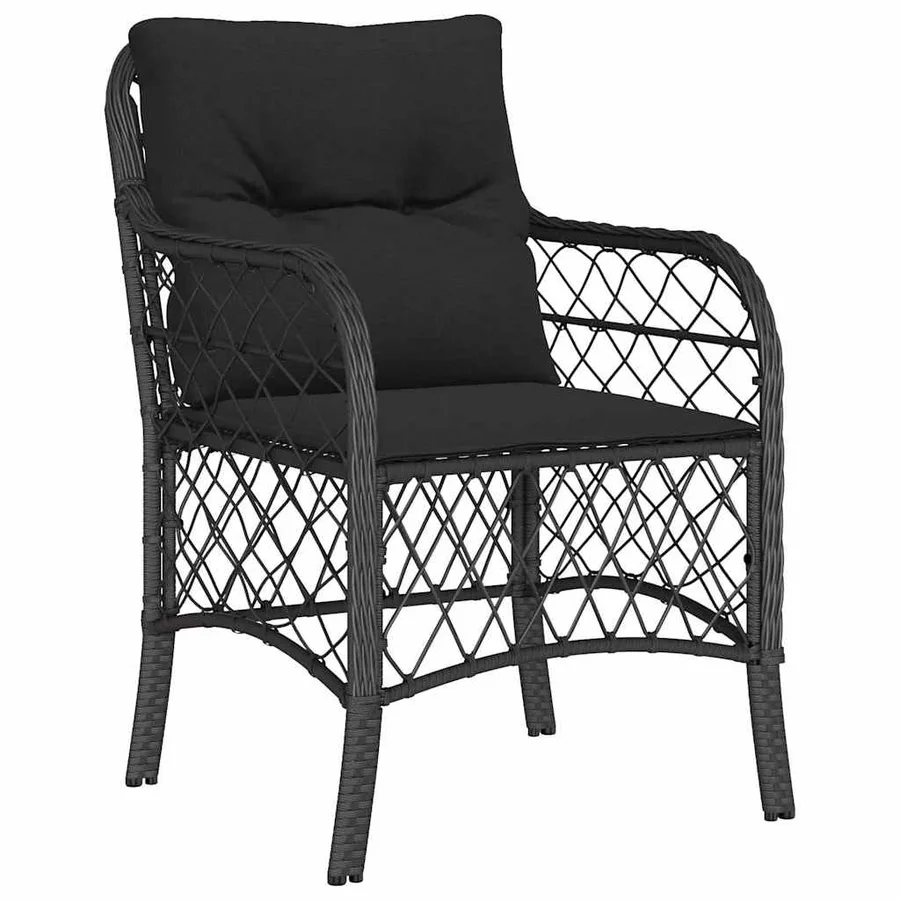 Ensemble de salle à manger pour jardin 3 pcs Noir polyrotin - 6